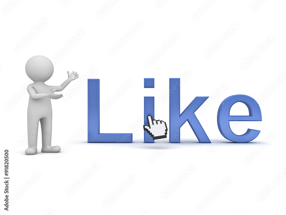 3d man standing and presenting like word with hand cursor isolated over white background 3d man standing and presenting like word with hand cursor isolated over white background