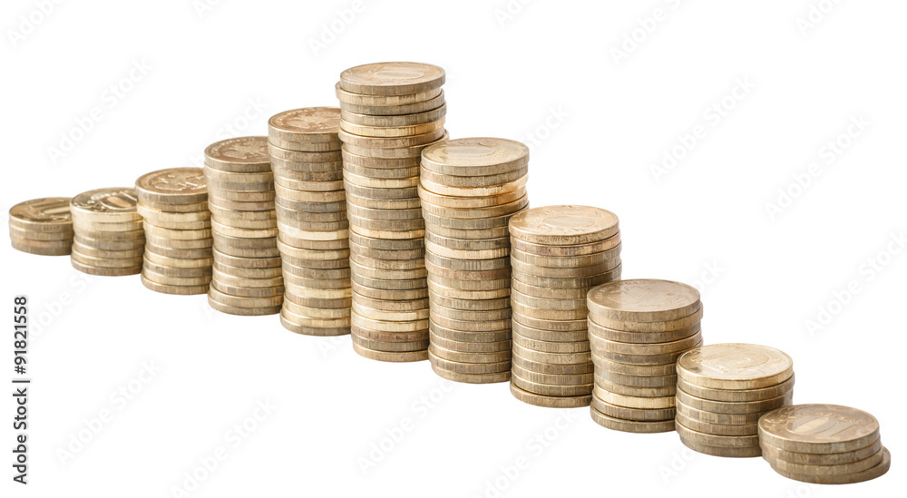 The coins isolated on a white background The coins isolated on a white background
