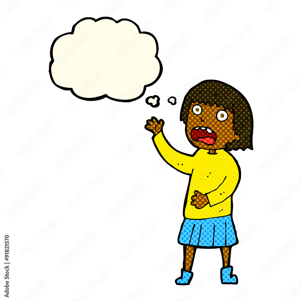 cartoon stressed out woman with thought bubble cartoon stressed out woman with thought bubble