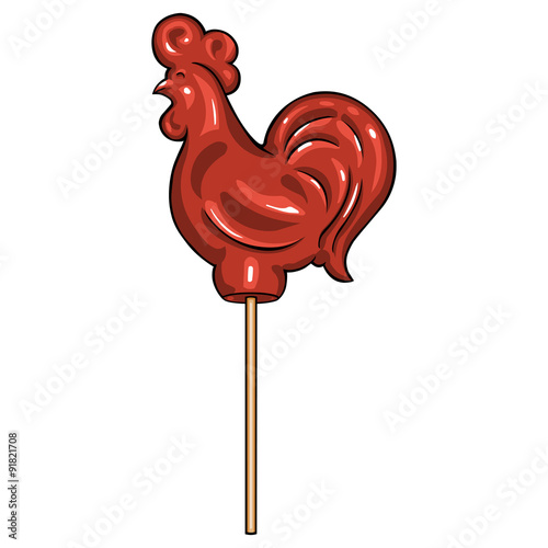 Vector Cartoon Red Candy Cock Lolipop photo