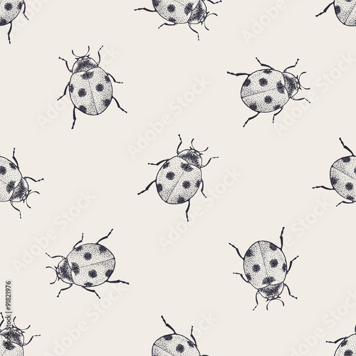 Beetles vintage seamless pattern