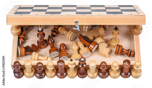 chess with a chess board isolated on a white background