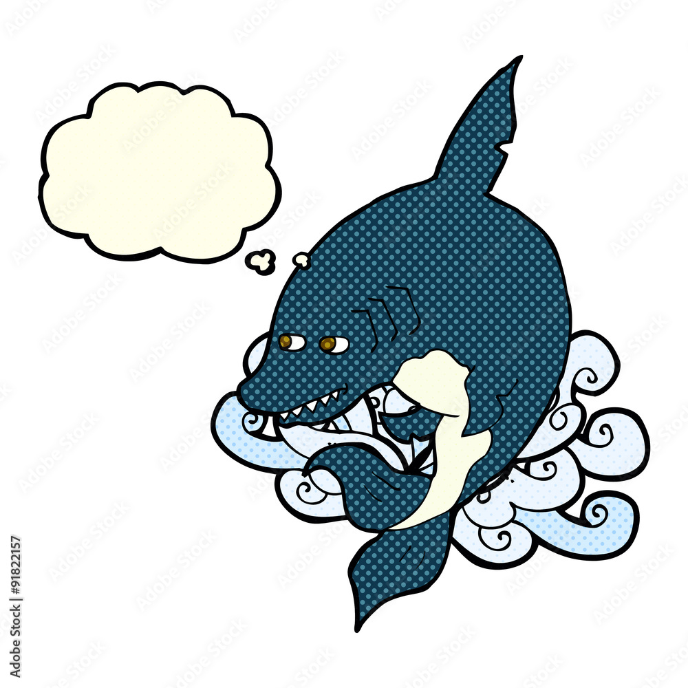 funny cartoon shark with thought bubble funny cartoon shark with thought bubble