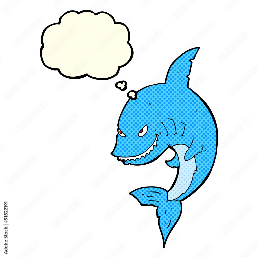 funny cartoon shark with thought bubble funny cartoon shark with thought bubble