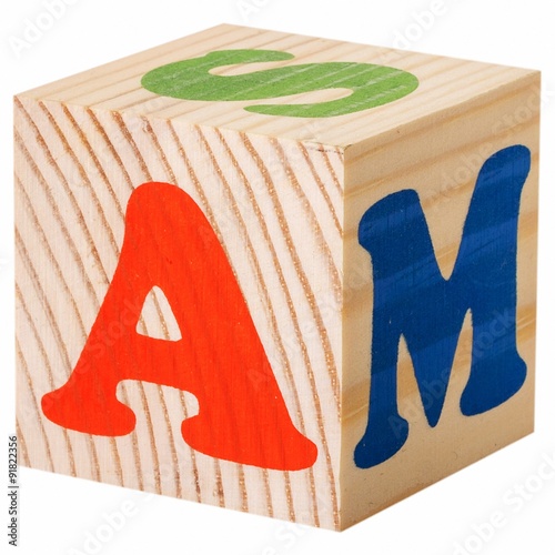The letter A. wooden blocks with letters of the English alphabet isolated on a white background