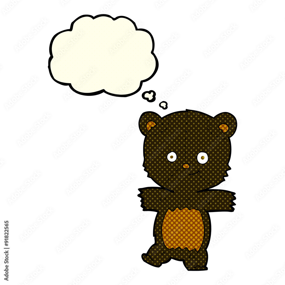Fototapeta premium cartoon cute black bear with thought bubble