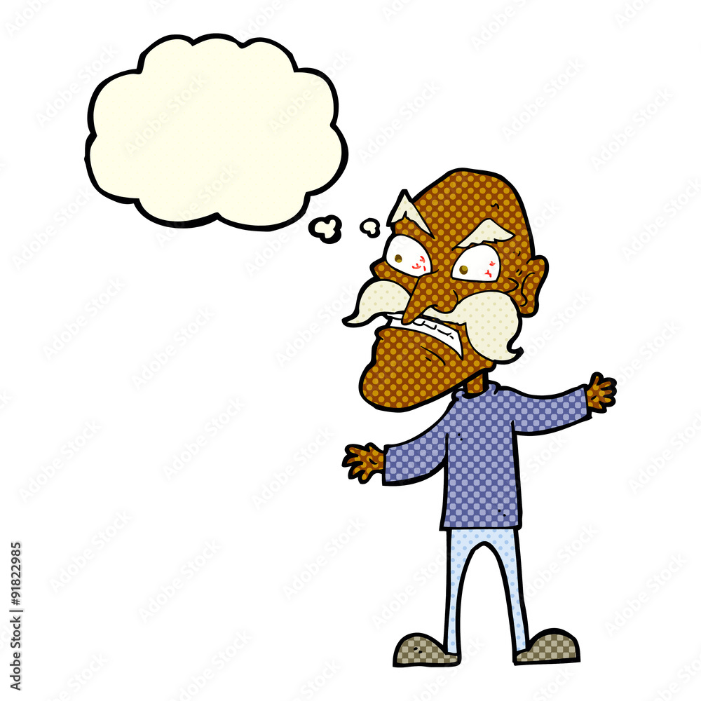 cartoon angry old man with thought bubble cartoon angry old man with thought bubble