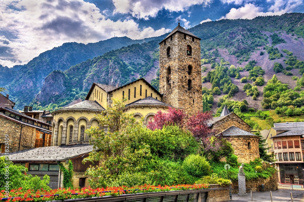Sant Esteve church in Andorra la Vella, Andorra - obrazy, fototapety, plakaty 