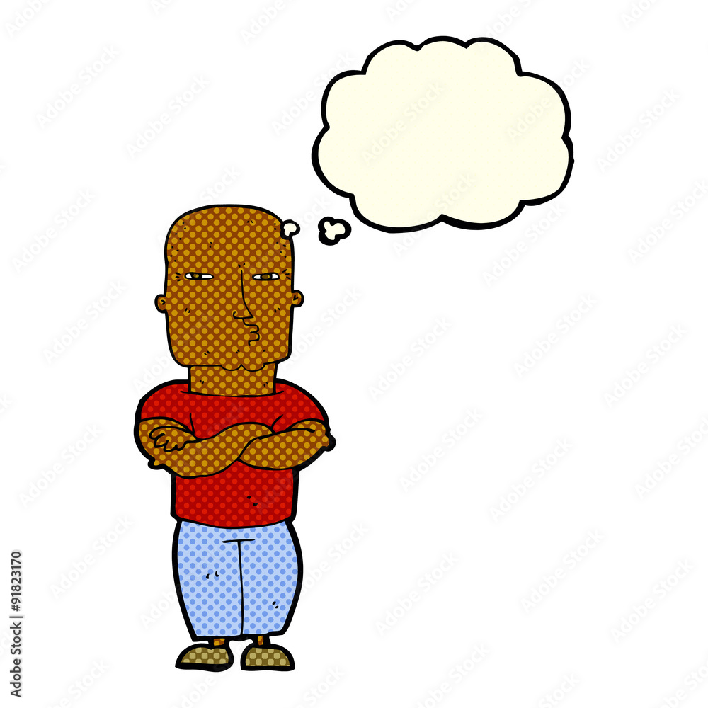 cartoon tough guy with thought bubble cartoon tough guy with thought bubble