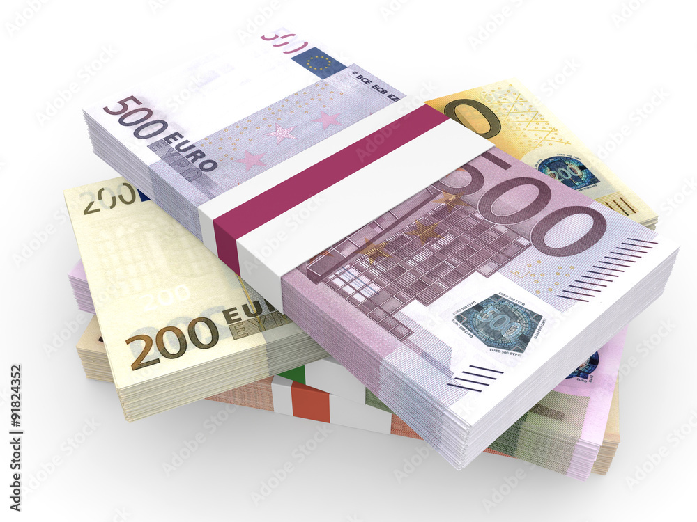 Money stacks. Different Euro bank notes. Money stacks. Different Euro bank notes.