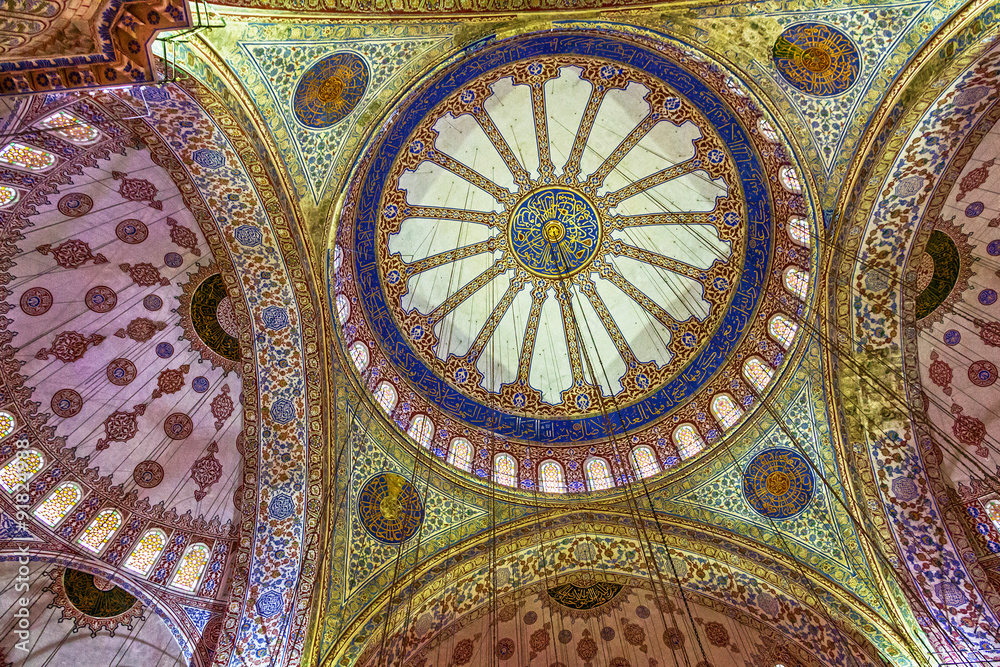 Ceiling of Blue Mosque, Sultanahmet, Istanbul, Turkey