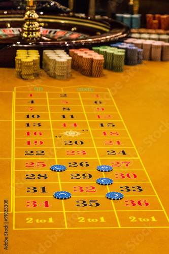 casino table, roulette gambling, play counters
