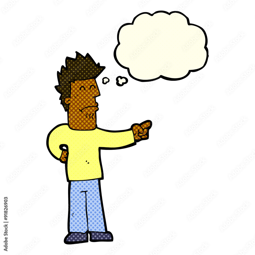 cartoon man pointing with thought bubble cartoon man pointing with thought bubble