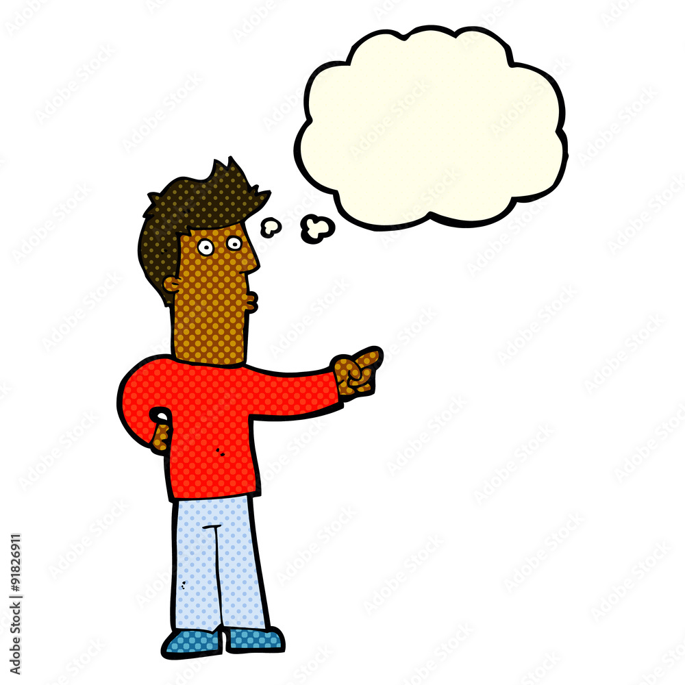 cartoon man pointing with thought bubble cartoon man pointing with thought bubble