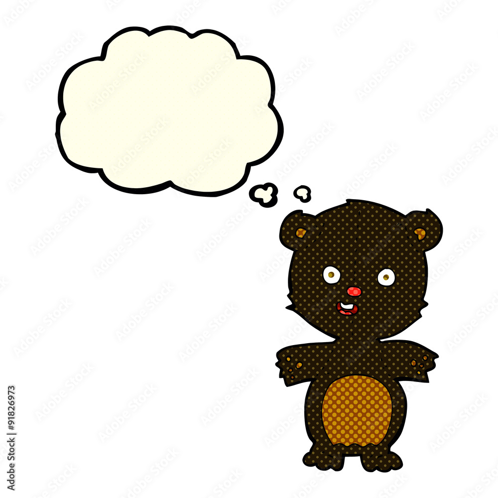 cute black bear cartoon with thought bubble cute black bear cartoon with thought bubble