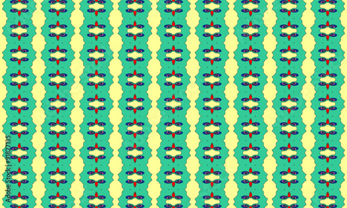 Funny eyes and repeated green columns texture