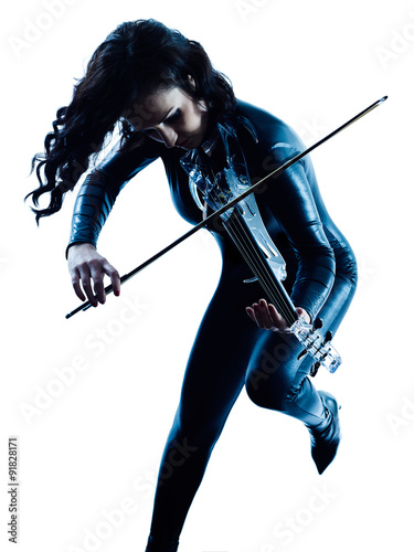 Violinist woman slihouette isolated  photo