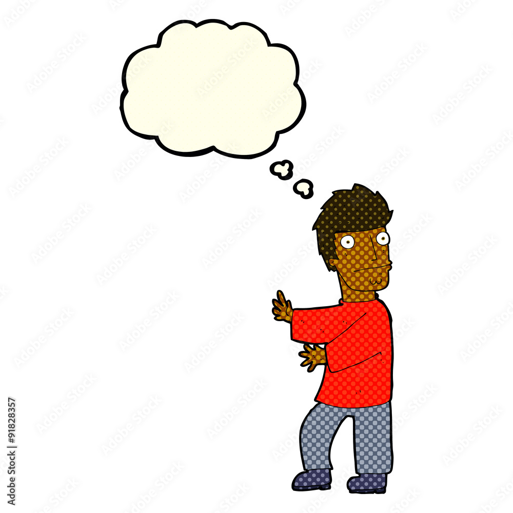 cartoon nervous man with thought bubble cartoon nervous man with thought bubble