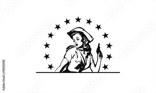 cowboy female with hand gun