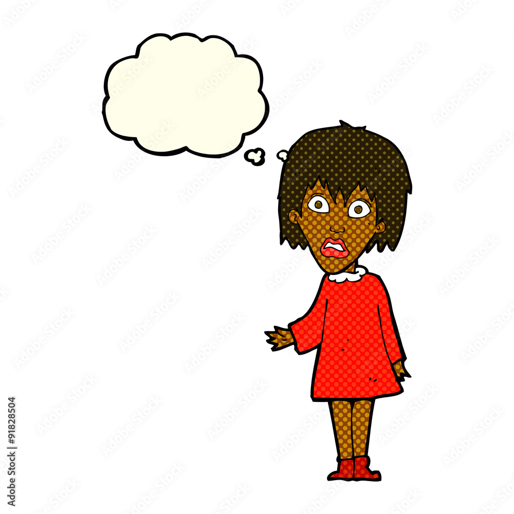 cartoon shocked woman with thought bubble cartoon shocked woman with thought bubble