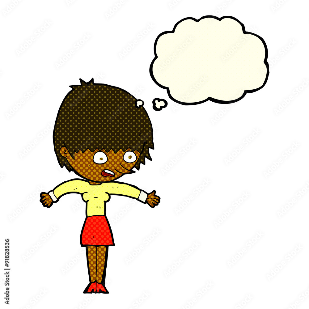 cartoon woman panicking with thought bubble cartoon woman panicking with thought bubble