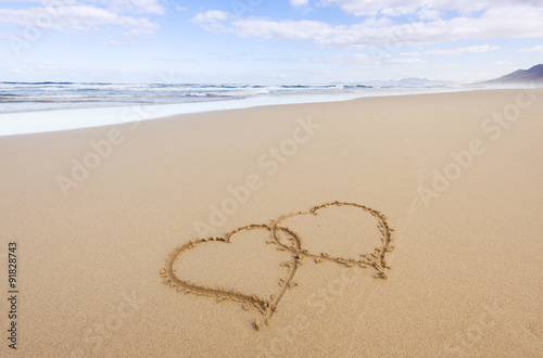 Zwei Herzen im Sand  Starnd von Cofete  Fuerteventura