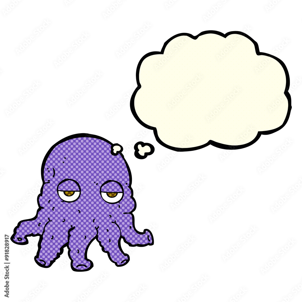 cartoon alien squid face with thought bubble