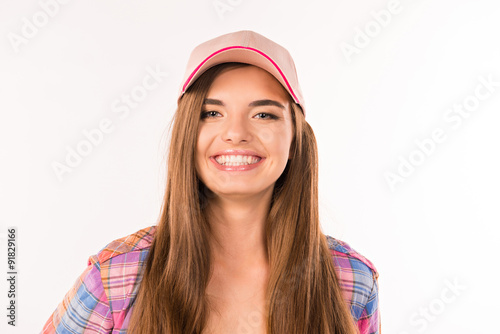 cute girl with pink cap