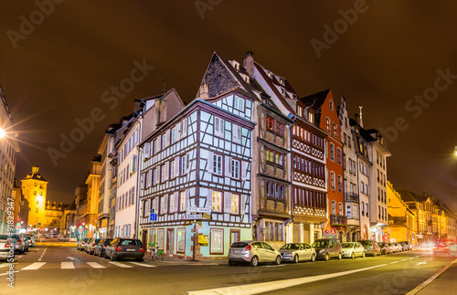 Houses on the embankment in Strasbourg - Alsace, France