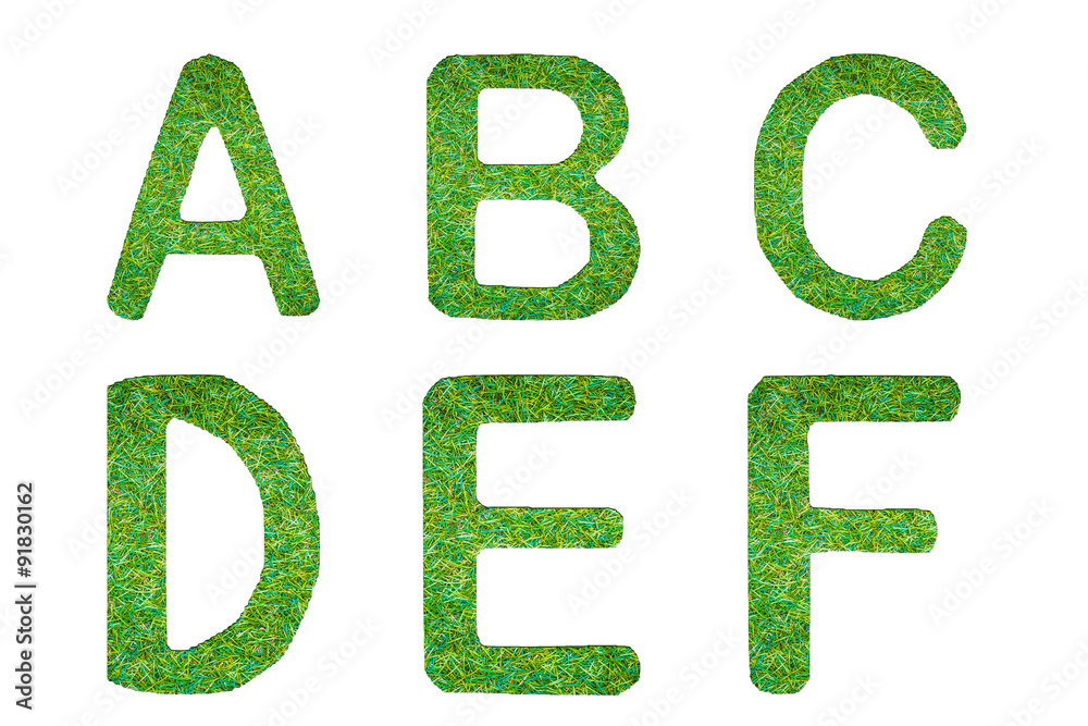grass alphabet in isolated background abcdef set grass alphabet in isolated background abcdef set