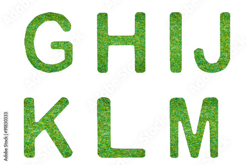 grass alphabet in isolated background ghijklm set