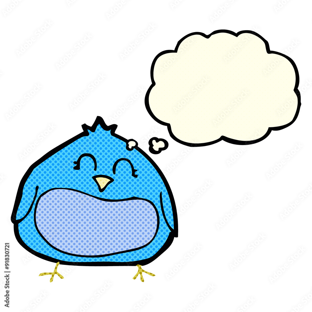 cartoon fat bird with thought bubble cartoon fat bird with thought bubble