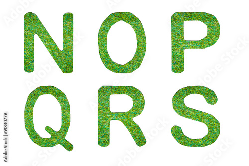 grass alphabet in isolated background nopqrs set