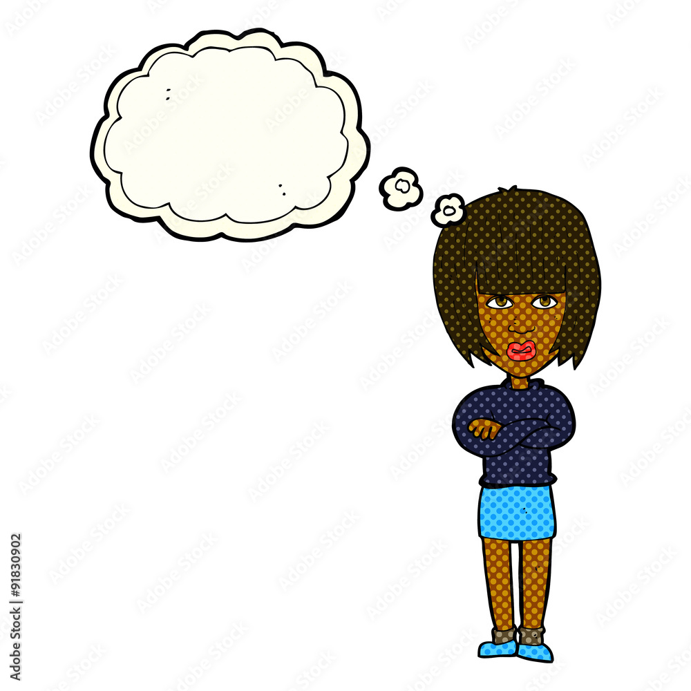 cartoon annoyed woman with thought bubble cartoon annoyed woman with thought bubble
