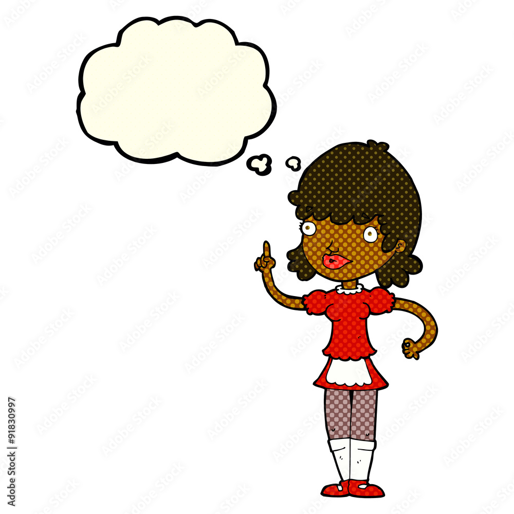 cartoon maid with thought bubble cartoon maid with thought bubble