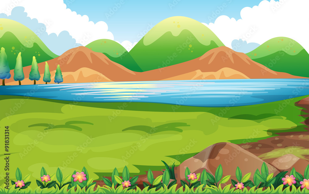 Fototapeta premium Nature scene with hills background