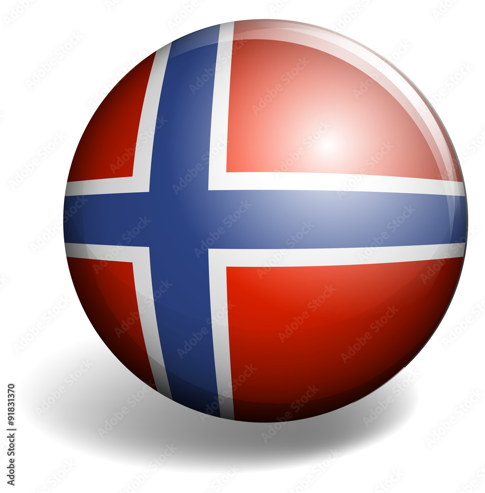 Norway flag on round badge Norway flag on round badge