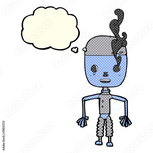 cartoon robot with thought bubble