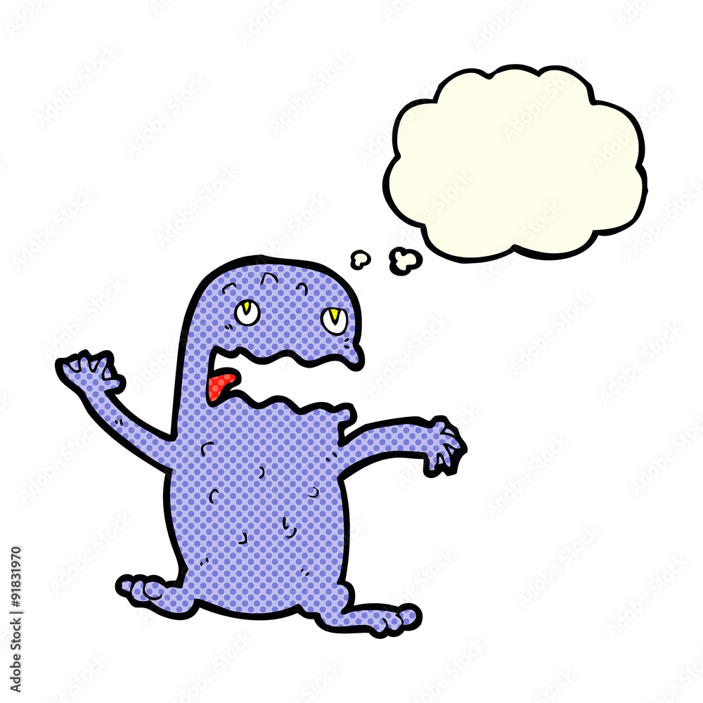 Obraz premium cartoon funny frog with thought bubble