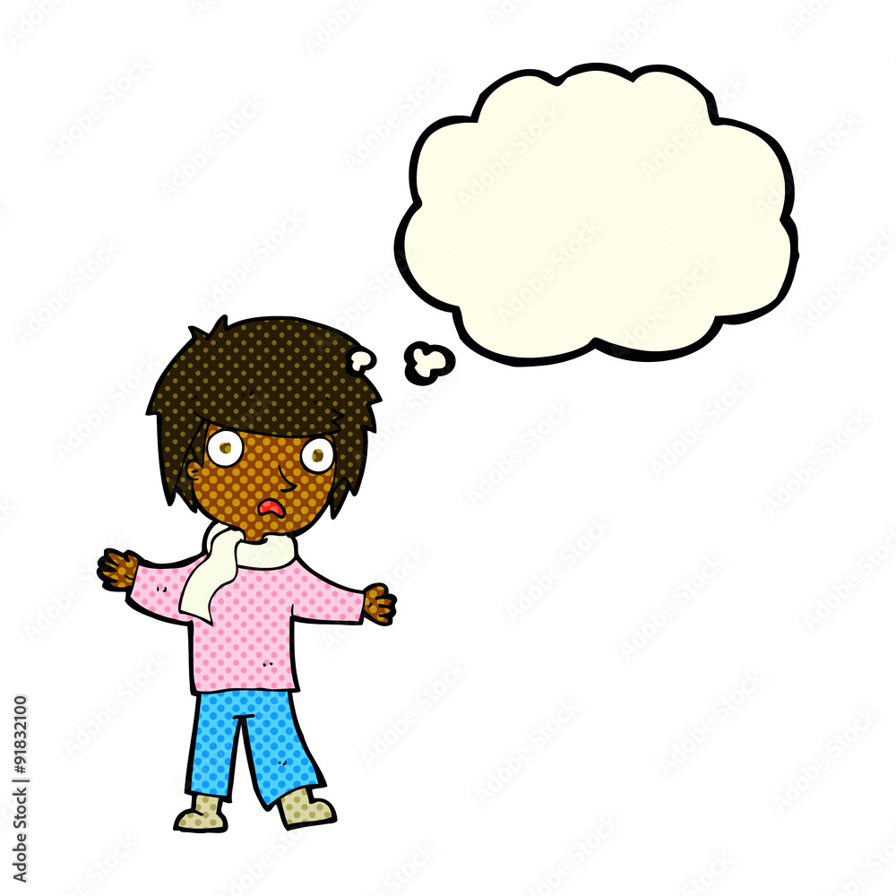 cartoon unhappy boy with thought bubble cartoon unhappy boy with thought bubble