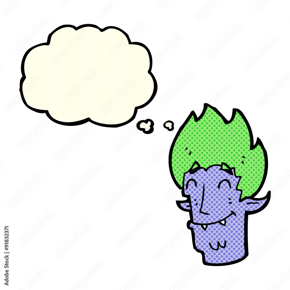 cartoon happy vampire head with thought bubble cartoon happy vampire head with thought bubble