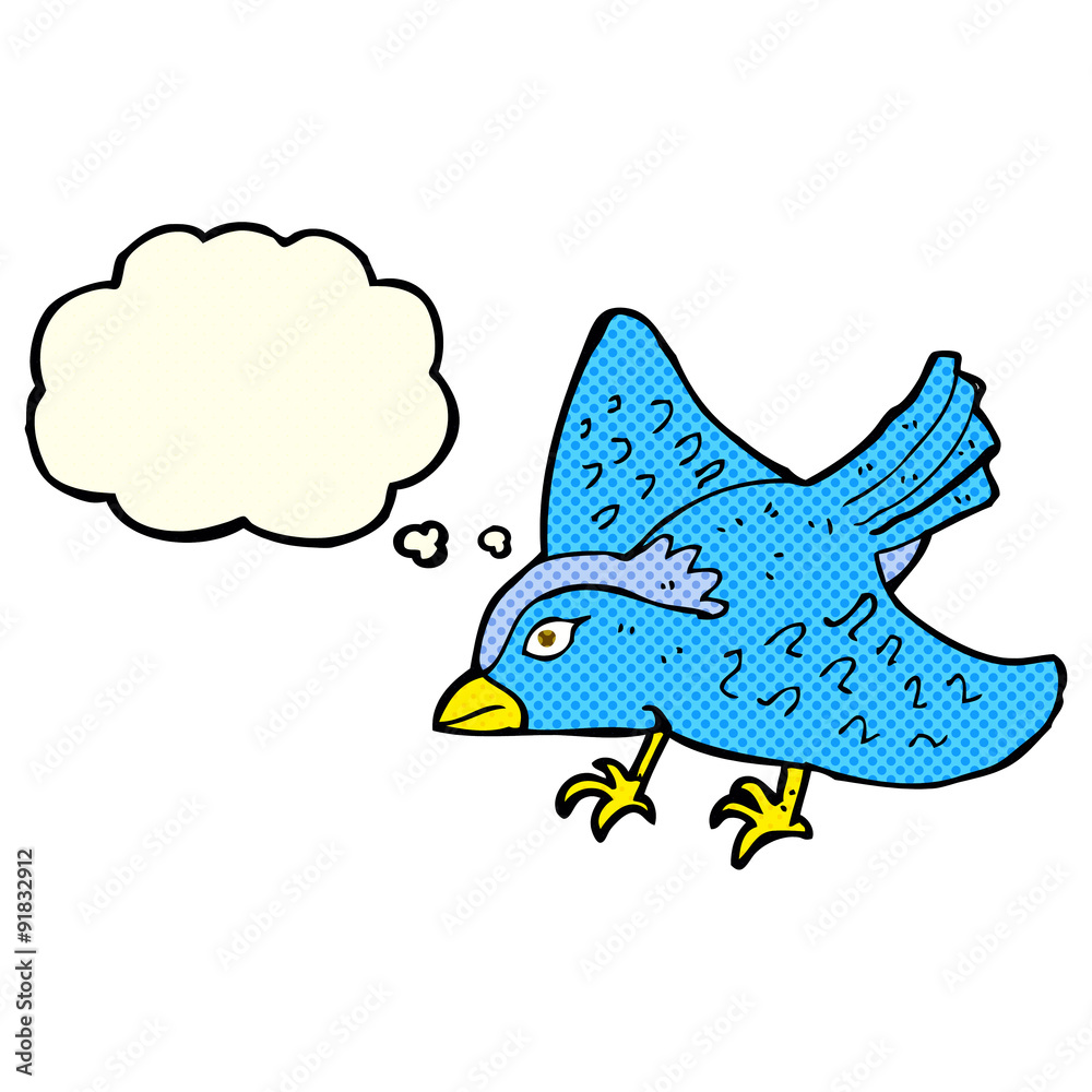 Fototapeta premium cartoon garden bird with thought bubble