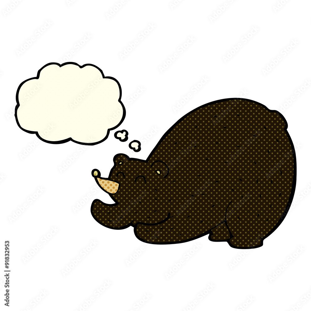 cartoon stretching black bear with thought bubble cartoon stretching black bear with thought bubble