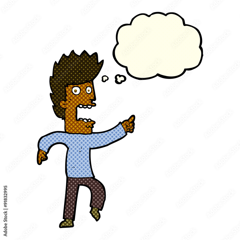 cartoon terrified man with thought bubble cartoon terrified man with thought bubble