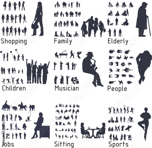 All people activity silhouettes. Vector illustration