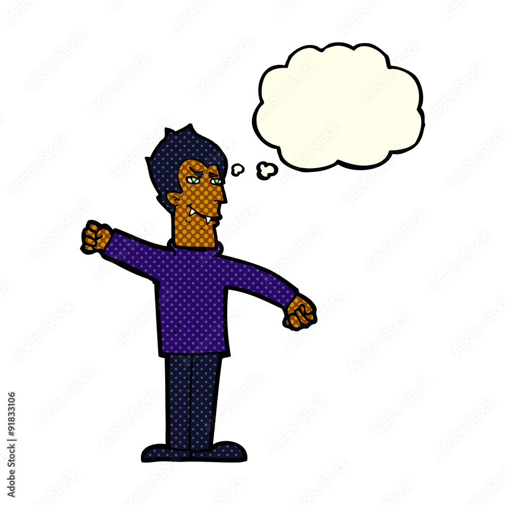 cartoon vampire man with thought bubble cartoon vampire man with thought bubble