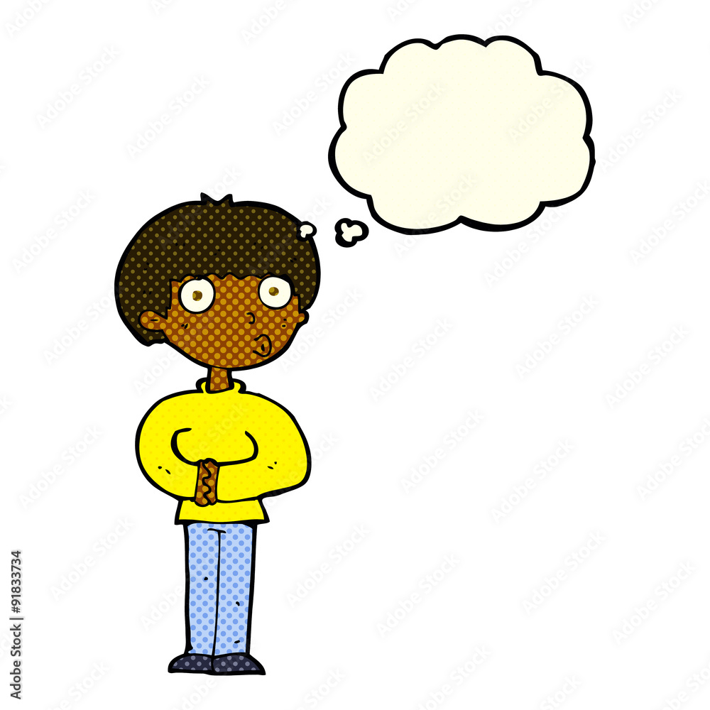 cartoon curious man with thought bubble cartoon curious man with thought bubble