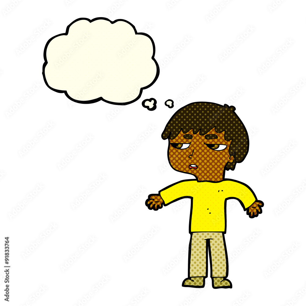 cartoon annoyed boy with thought bubble cartoon annoyed boy with thought bubble