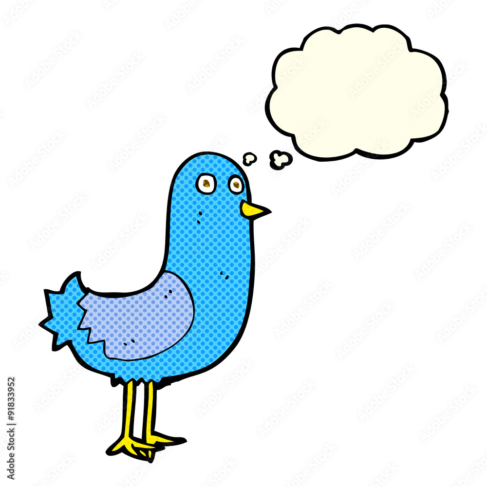 cartoon bird with thought bubble cartoon bird with thought bubble