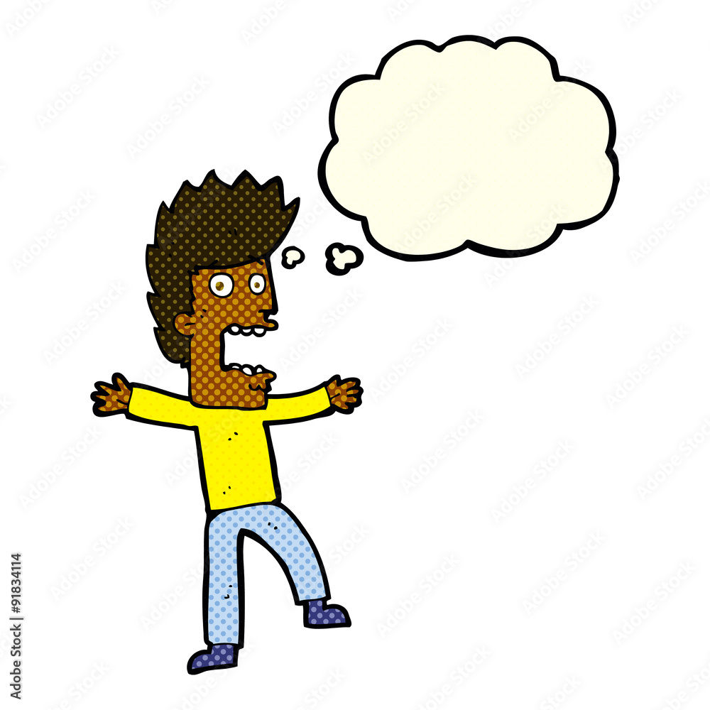 cartoon terrified man with thought bubble cartoon terrified man with thought bubble